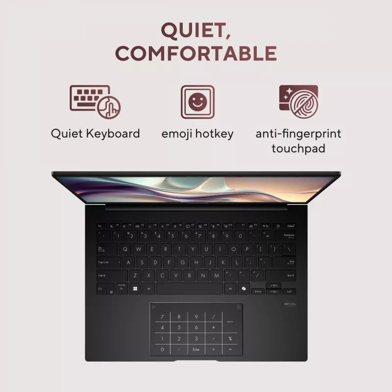 ASUS Zenbook 14 OLED UM3406GA-QD031W Copilot+ PC AMD Ryzen™ AI 7 445 sülearvuti 35,6 cm (14 tolli) WUXGA 32 GB LPDDR5x-SDRAM 1 TB SSD Wi-Fi 6E (802.11ax) Windows 11 Home Dutch Must