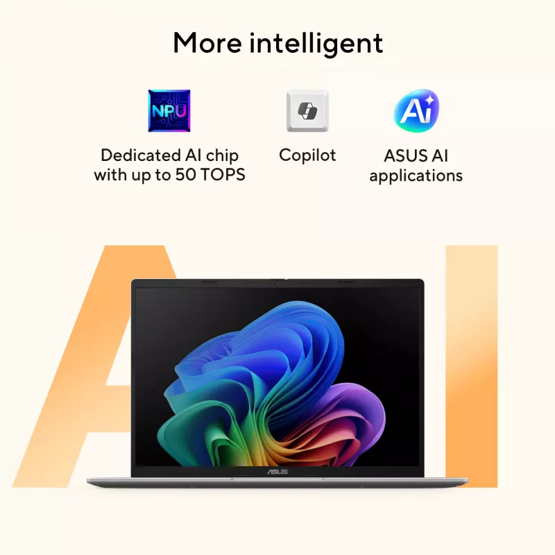 ASUS Vivobook 14 M1407GA-LY012W Copilot+ PC AMD Ryzen™ AI 7 445 sülearvuti 35,6 cm (14 tolli) WUXGA 16 GB DDR5-SDRAM 512 GB SSD Wi-Fi 6 (802.11ax) Windows 11 Home Dutch Silver