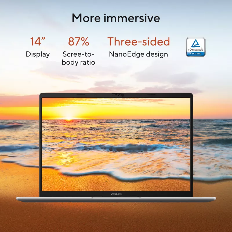 ASUS Vivobook 14 M1407GA-LY012W Copilot+ PC AMD Ryzen™ AI 7 445 sülearvuti 35,6 cm (14 tolli) WUXGA 16 GB DDR5-SDRAM 512 GB SSD Wi-Fi 6 (802.11ax) Windows 11 Home Dutch Silver
