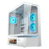 COUGAR CFV235 Vision mid-torni arvutikorpus — ARGB, 23,3 cm (9,16 tolli) LCD, karastatud klaas, valge, toetab ATX/Micro-ITX, 2x3,5 tolli + 2x2,5 tolli