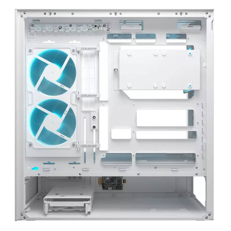 COUGAR CFV235 Vision mid-torni arvutikorpus — ARGB, 23,3 cm (9,16 tolli) LCD, karastatud klaas, valge, toetab ATX/Micro-ITX, 2x3,5 tolli + 2x2,5 tolli