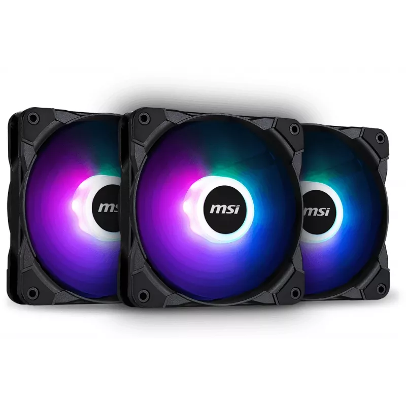MSI MAX F12A-3 120mm ARGB ventilaatorikomplekt - korpuse lisatarvik '3x 120mm ARGB PWM ventilaatorit, 600-1500 RPM, Mystic Lighting Sync'