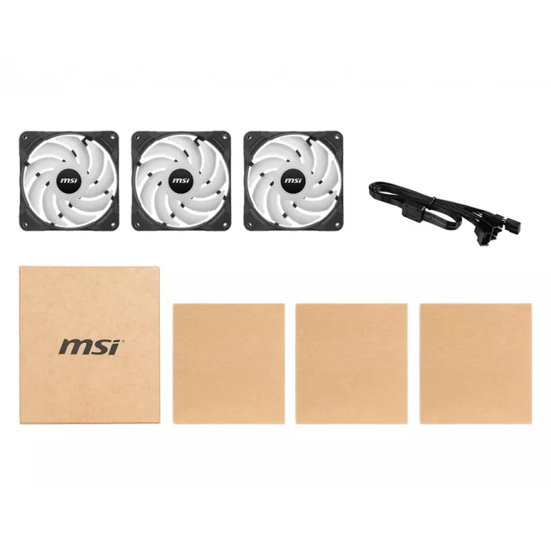 MSI MAX F12A-3 120mm ARGB ventilaatorikomplekt - korpuse lisatarvik '3x 120mm ARGB PWM ventilaatorit, 600-1500 RPM, Mystic Lighting Sync'