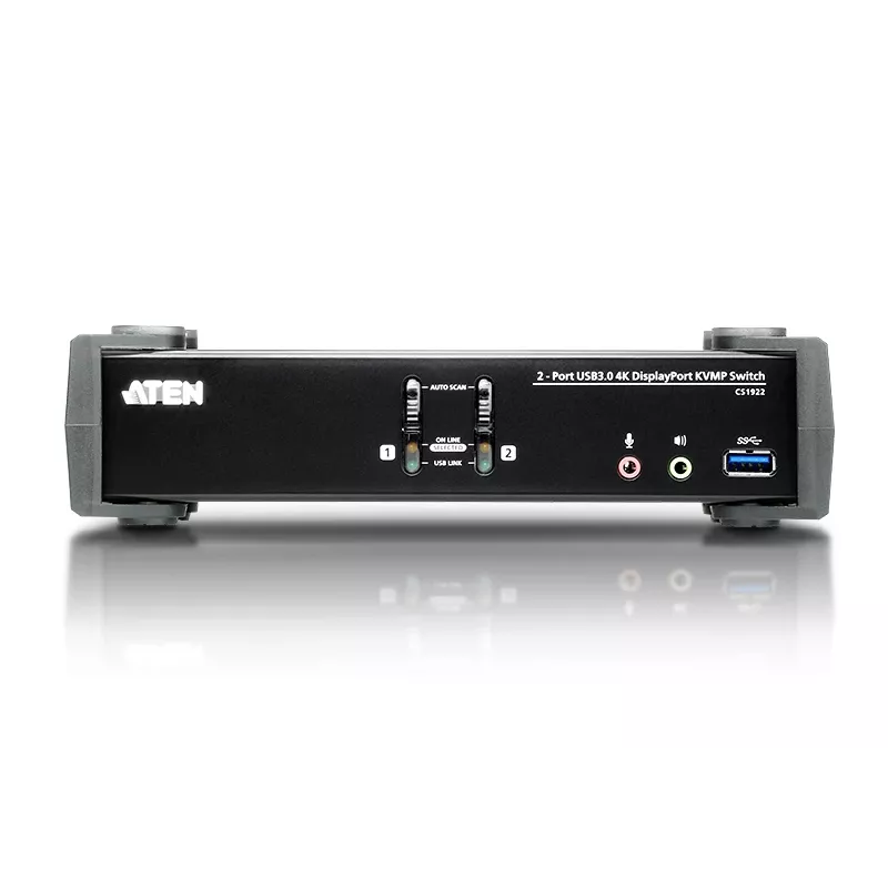 ATEN 2-pordiline USB 3.1 Gen 1 4K DisplayPort 1.2 KVMP™ lüliti heliga (KVM-kaablid kaasas)