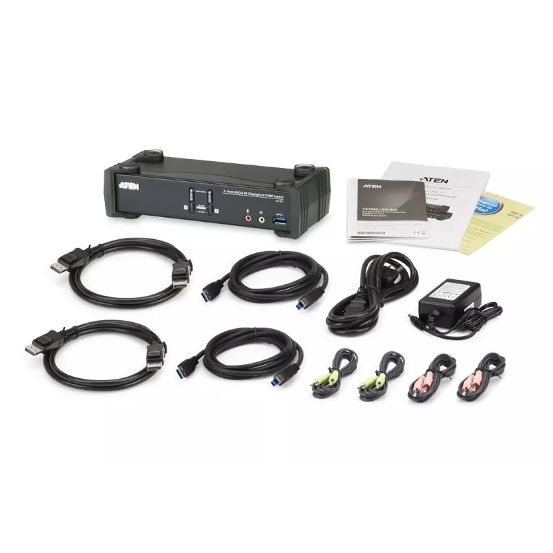 ATEN 2-pordiline USB 3.1 Gen 1 4K DisplayPort 1.2 KVMP™ lüliti heliga (KVM-kaablid kaasas)