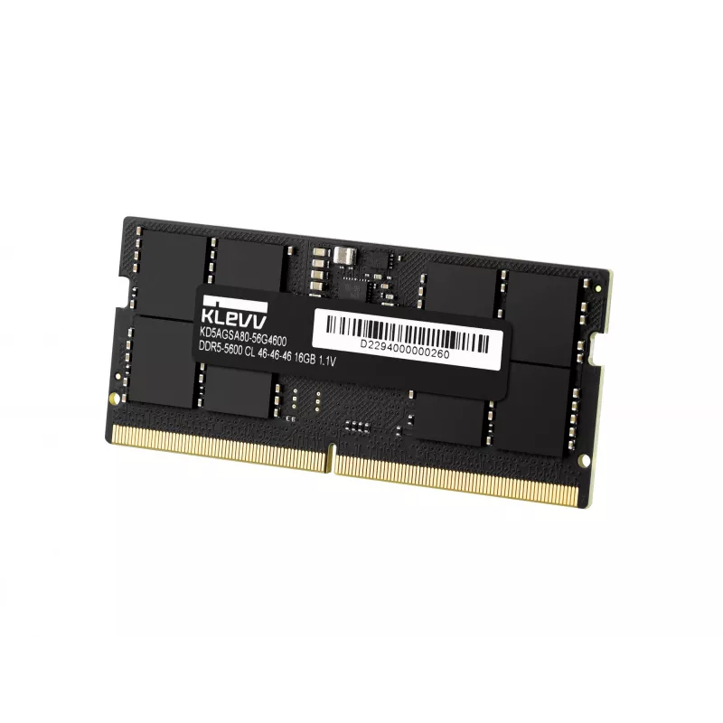 Klevv 16GB SÜLEARVUTI RAM-MOODUL DDR5 5600MT/s PC5-44800 PUHVERDAMATA MITTE-ECC SODIMM 1.1V 2GX8 CL46