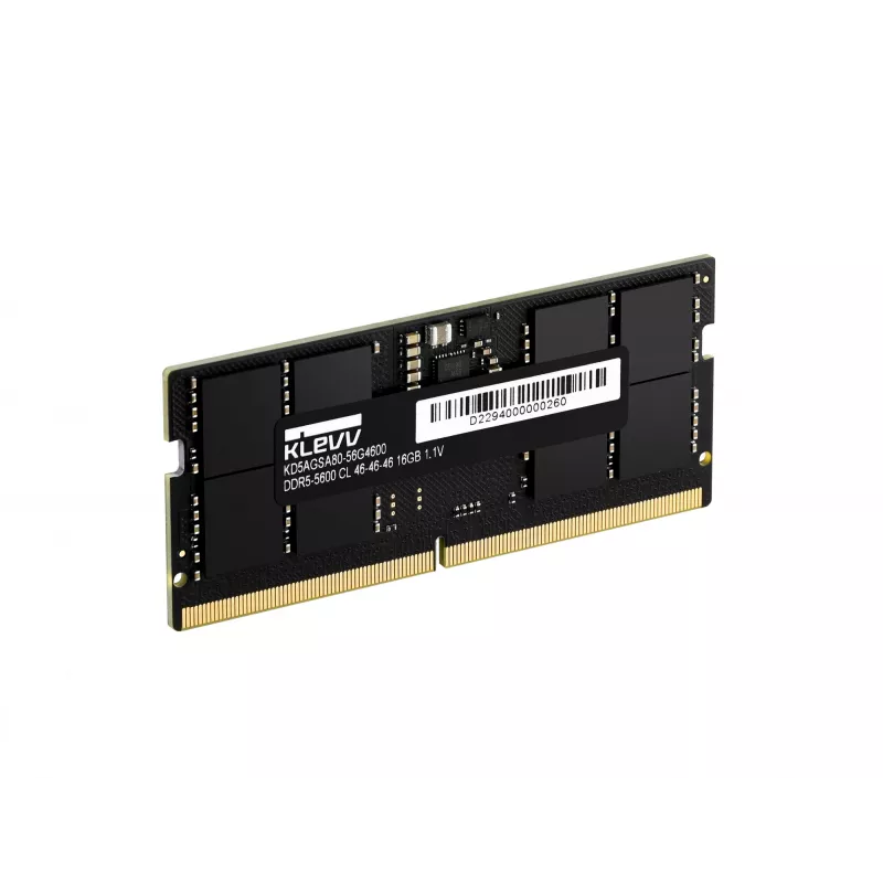 Klevv 16GB SÜLEARVUTI RAM-MOODUL DDR5 5600MT/s PC5-44800 PUHVERDAMATA MITTE-ECC SODIMM 1.1V 2GX8 CL46