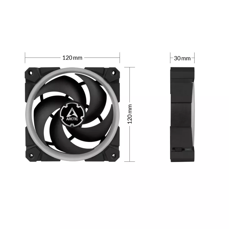 ARCTIC BioniX P120 A-RGB 120 mm korpusventilaator, 3-pakk, must