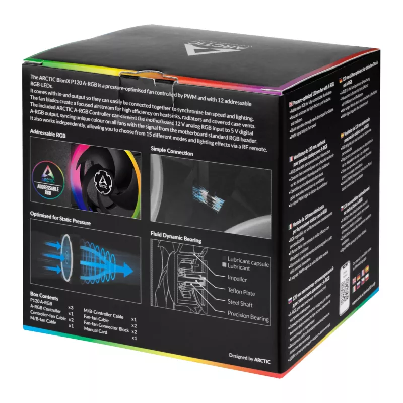 ARCTIC BioniX P120 A-RGB 120 mm korpusventilaator, 3-pakk, must