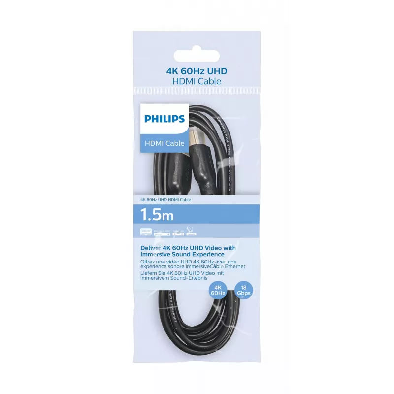 HDMI-kaabel Philips SWV5510/00 1,5m tüüp A isane 18 Gbit/s must