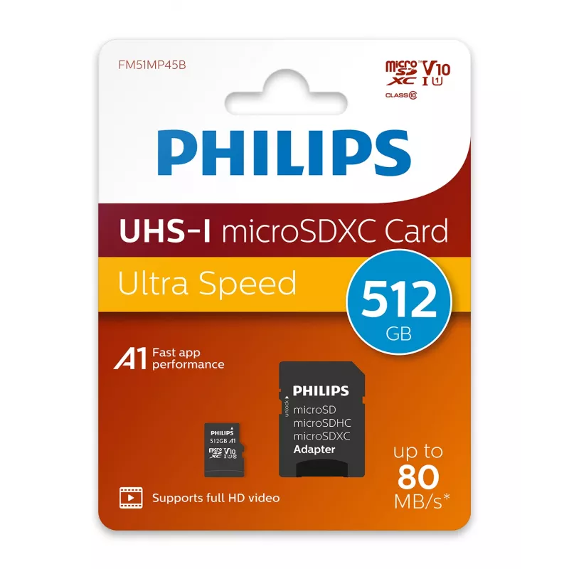 Philips FM51MP45B/00 mälukaart 512 GB MicroSDHC UHS-I Class 10