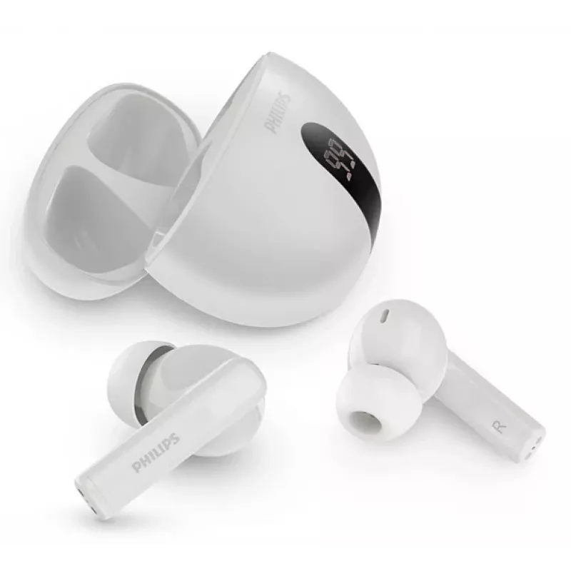 Juhtmevaba kõrvasisene peakomplekt Philips TAT2520WT/00 — Bluetooth, kõnedeks ja muusikaks, 20–20000 Hz, 10 m ulatus, valge, 40 g