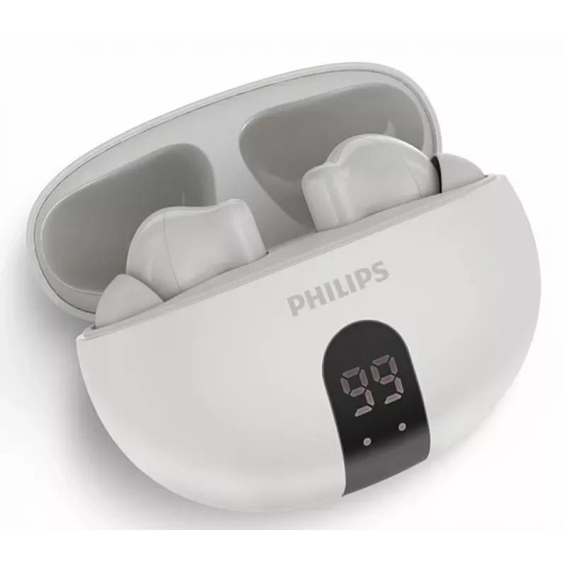 Juhtmevaba kõrvasisene peakomplekt Philips TAT2520WT/00 — Bluetooth, kõnedeks ja muusikaks, 20–20000 Hz, 10 m ulatus, valge, 40 g