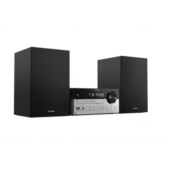 Kodune audiolu süsteem Philips TAM4205M2/12 — 80 W RMS, 2-suunalised kõlarid, Bluetooth, FM, LED-ekraan, plaadisahtel (must/hõbedane)