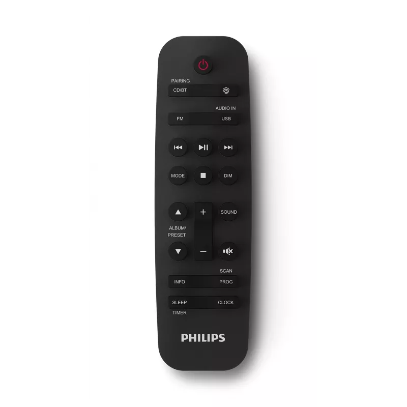 Kodune audiolu süsteem Philips TAM4205M2/12 — 80 W RMS, 2-suunalised kõlarid, Bluetooth, FM, LED-ekraan, plaadisahtel (must/hõbedane)