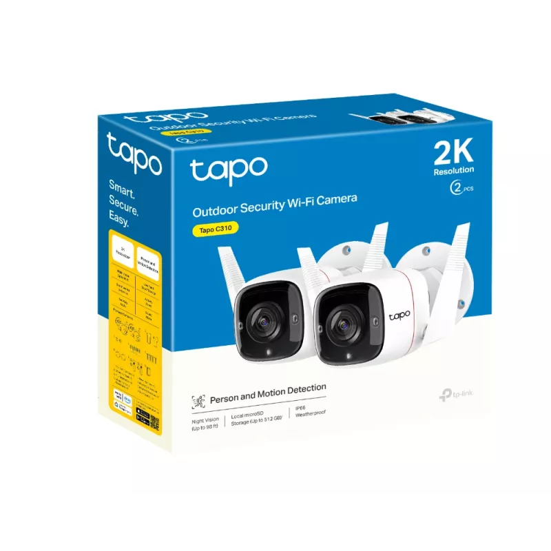 TP-Link Tapo Outdoor Security Wi-Fi Camera, IP-turvakaamera, Välitingimustesse, Juhtmega ja juhtmevaba, CE, NCC, Seinale, Valge