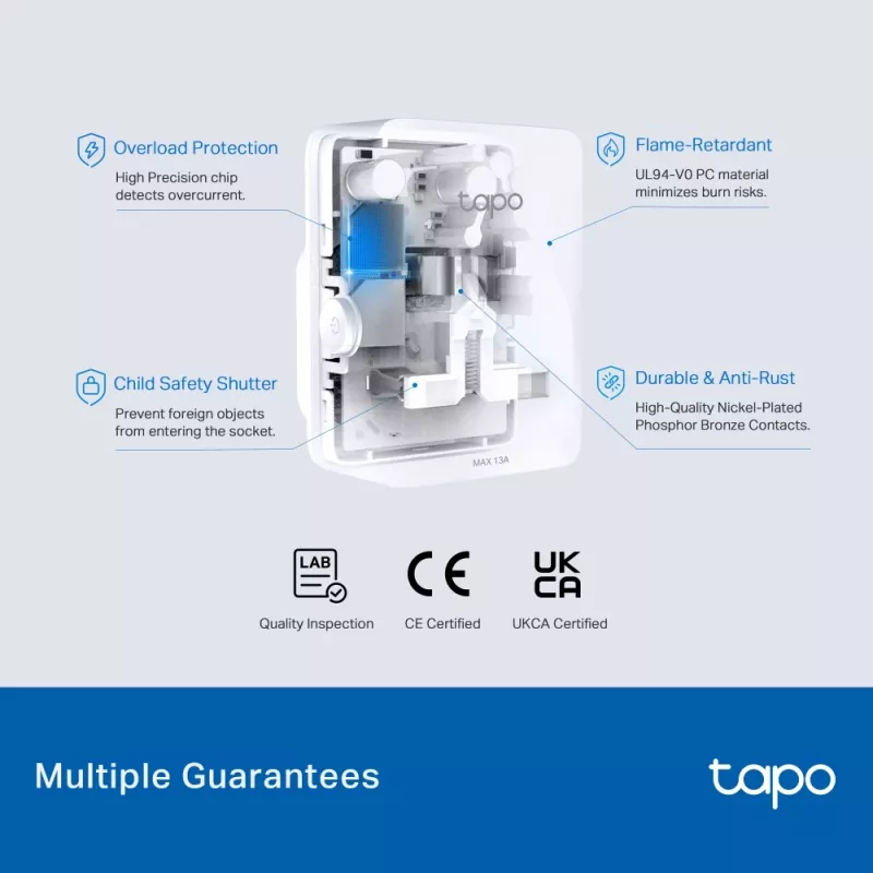 Nutipistik TP‑Link Tapo Mini P110M — Wi‑Fi/Bluetoothiga siseruumide nutipistik, 16 A, 100–240 V, 3680 W, valge