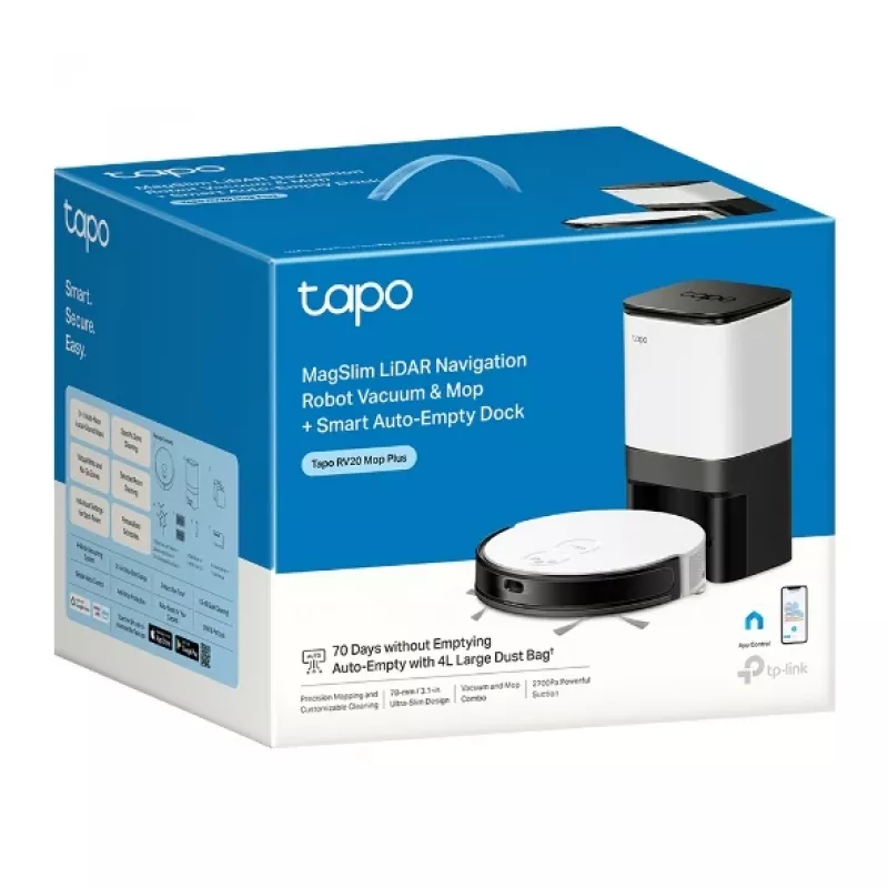 TP-Link Tapo RV20 Mop Plus 0,35 L Must, Valge