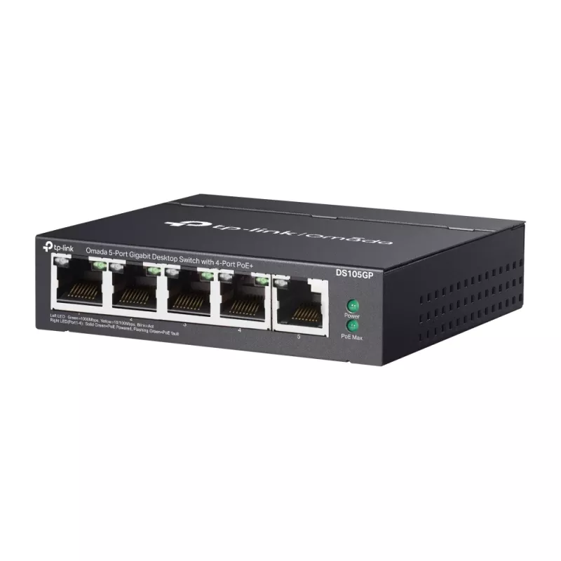 TP-Link Omada DS105GP võrgulüliti Haldamata Gigabit Ethernet (10/100/1000) Power over Ethernet (PoE) Must