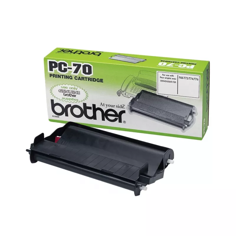 Faksikassett Brother PC70 — must, 140 lehekülge, ühildub mudelitega FAXT72/74/76/78/7 Plus/92/94/96/98