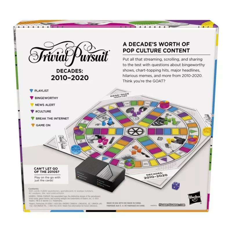 Hasbro Gaming Trivial Pursuit Decades 2010 to 2020 lauamäng Trivia