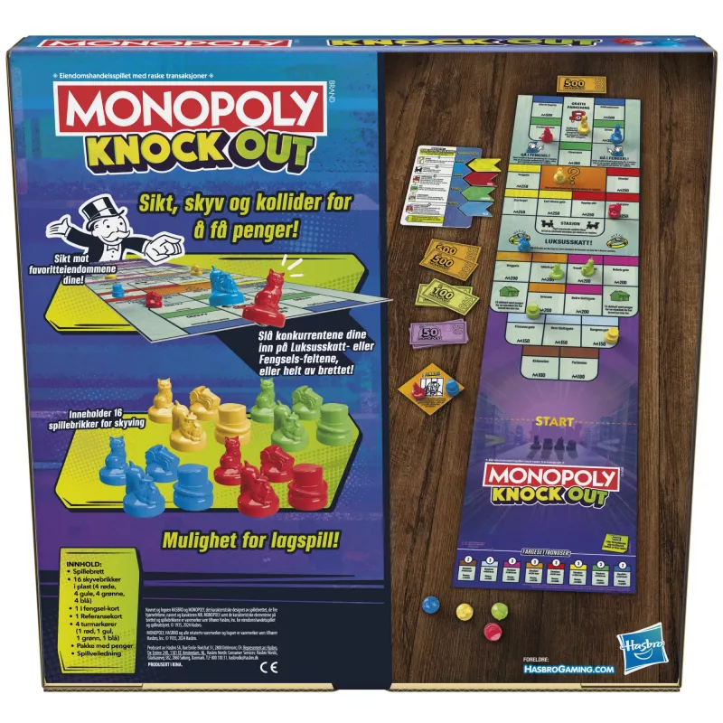 Monopoly Knockout perepidude mäng, kiirelt mängitavad lauamängud alates 8. eluaastast, 2–8 mängijale, 20 min