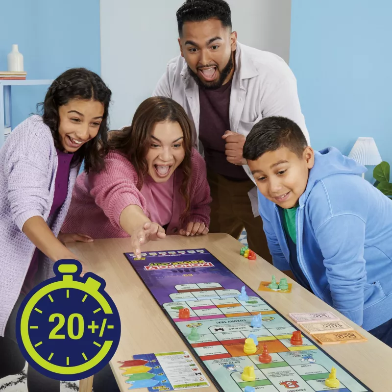 Monopoly Knockout perepidude mäng, kiirelt mängitavad lauamängud alates 8. eluaastast, 2–8 mängijale, 20 min