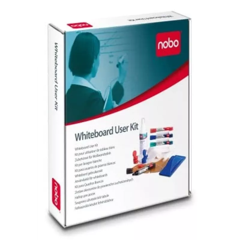 Nobo Whiteboard User Kit, Accessory set, Multicolour, Must, Blue, Green, Red, 610 g, Box, Board cleaning cloth, Board cleaning spray, Board eraser, Board magnet, Board marker