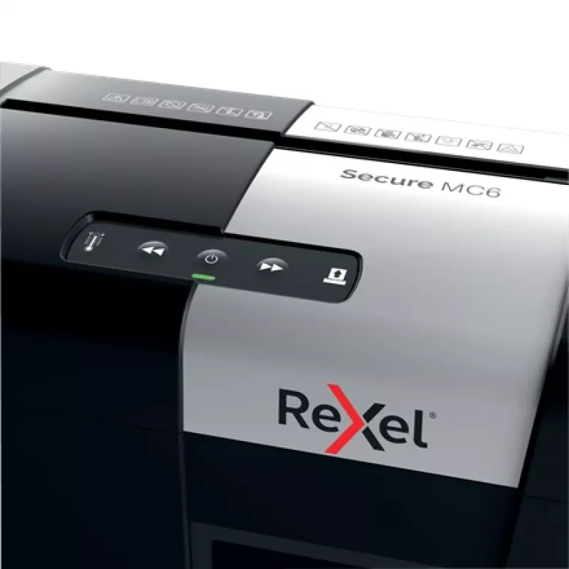 Rexel Secure MC6 Whisper-Shred mikrohakkimisega paberipurustaja P5, mikrohakkimine, 2 x 15 mm, 18 L, 175 lehte, 55 dB, nupud
