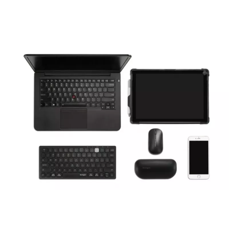 Kensington Dual Wireless Compact klaviatuur - PN, Mini, Wireless, Bluetooth, QWERTY, Must