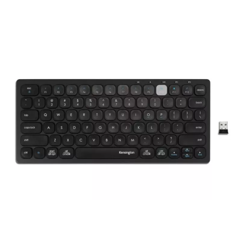 Kensington Dual Wireless Compact klaviatuur - PN, Mini, Wireless, Bluetooth, QWERTY, Must