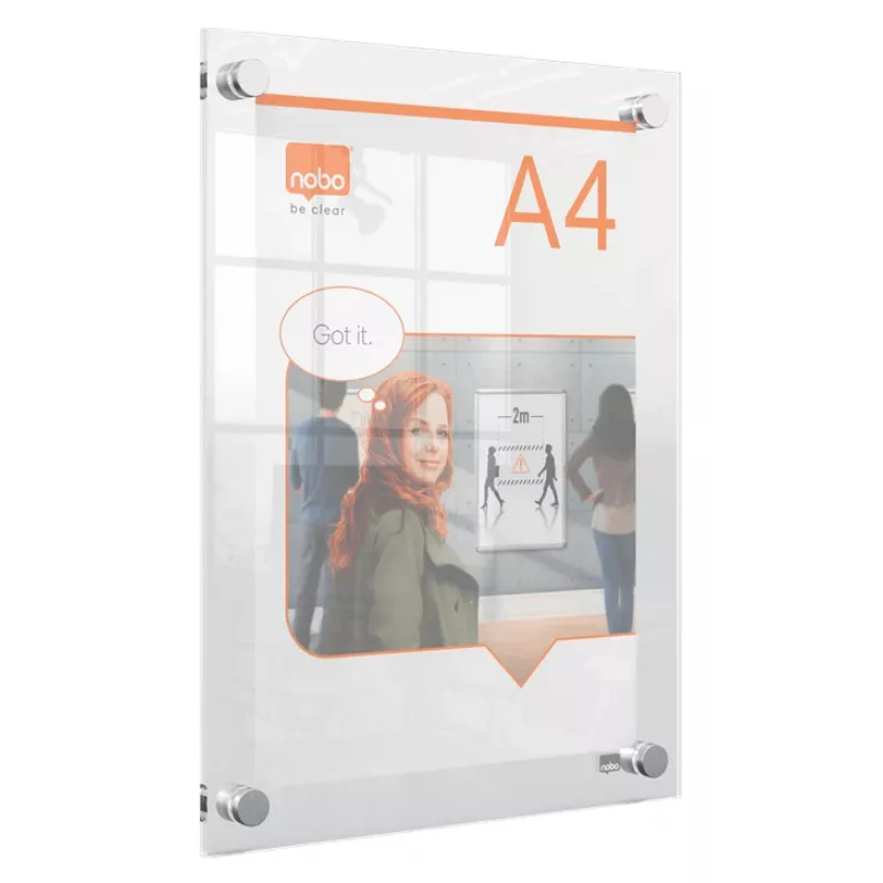 Nobo Premium Plus A4 läbipaistev akrüülist seinakinnitusega postriraam