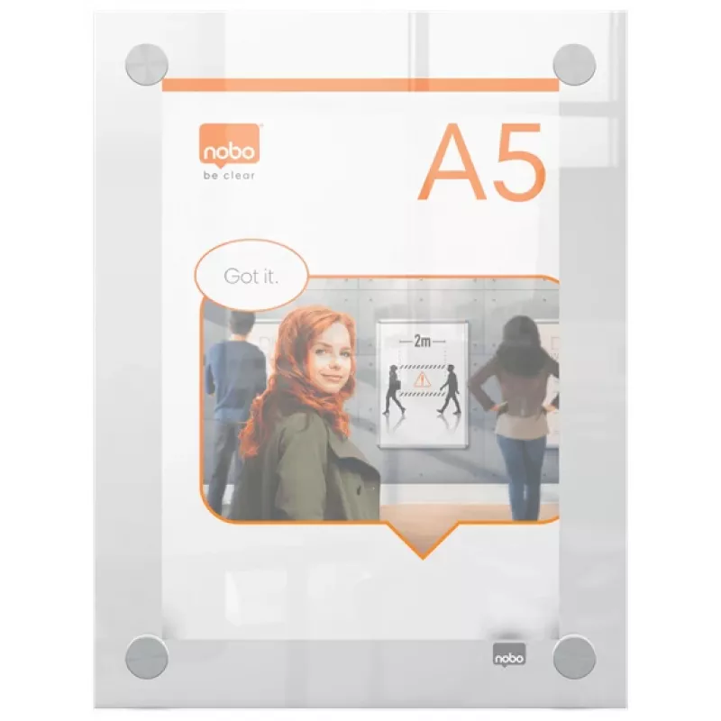 Nobo Premium Plus A5 läbipaistev akrüülist seinakinnitusega plakatiraam