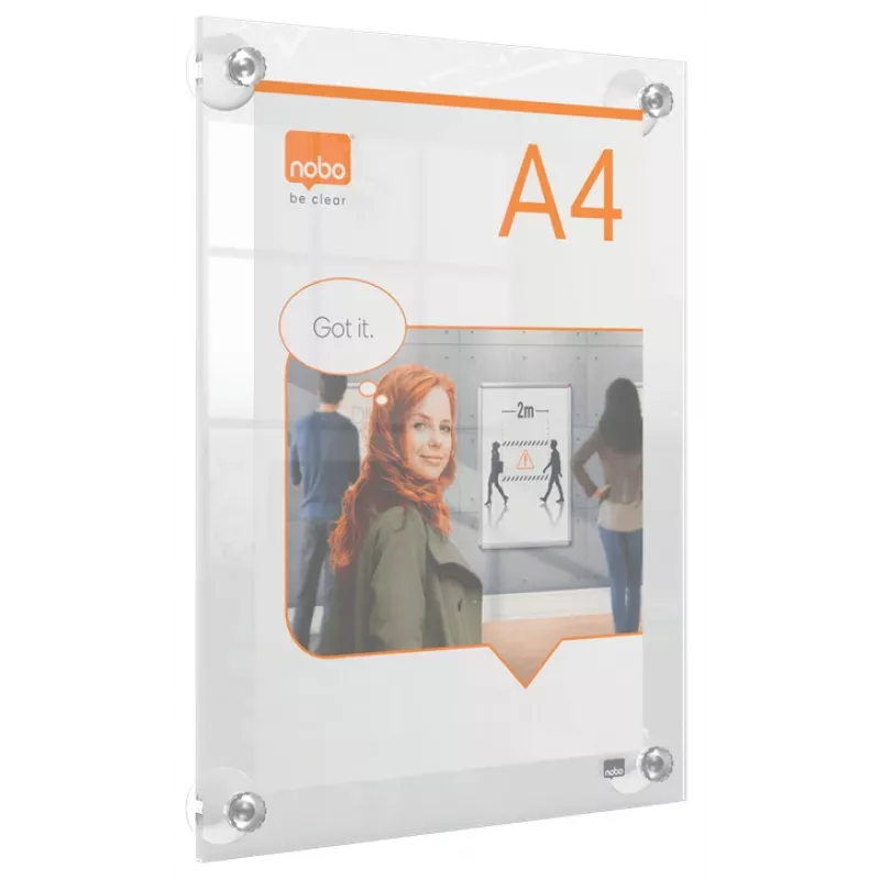 Nobo Premium Plus A4 läbipaistev akrüülist seinale kinnitatav ümberpaigutatav plakatiraam