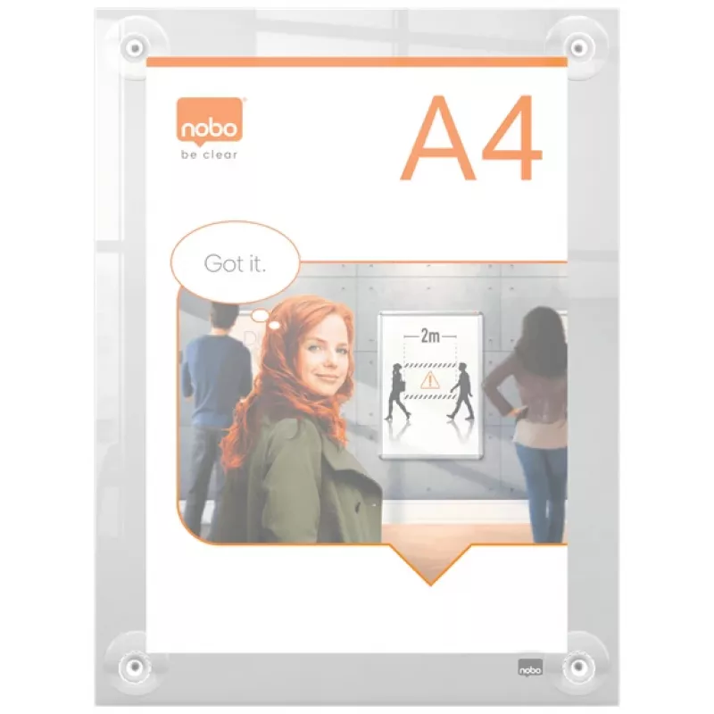 Nobo Premium Plus A4 läbipaistev akrüülist seinale kinnitatav ümberpaigutatav plakatiraam