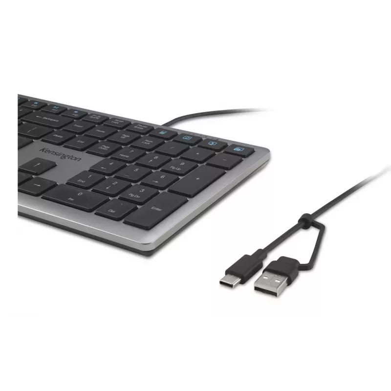 Kensington KB515 EQ USB-C/USB-A juhtmega klaviatuur, täissuuruses (100%), juhtmega, USB, käärikklahviga lüliti, QWERTY, hall