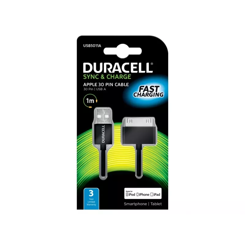 Duracelli sünkroonimis- ja laadimiskaabel 1 meeter must, 1 m, must