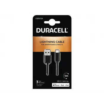Duracell sünkroonimis-/laadimiskaabel 1 meeter must, 1 m, USB, Lightning, must