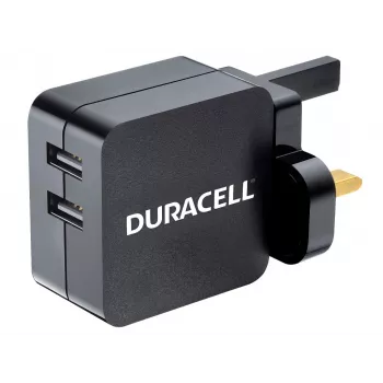 Duracell 2x2.4A USB telefoni/tahvelarvuti laadija, siseruumidesse, vahelduvvool, 5 V, must