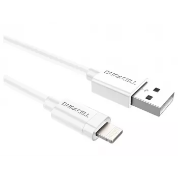 Duracell Sync/Charge kaabel 1 Metre valge, 1 m, USB A, Lightning, 2.0, Valge