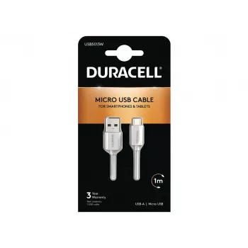 Duracell sünkroonimis-/laadimiskaabel 1 m valge, 1 m, USB A, Micro-USB A, 2.0, valge