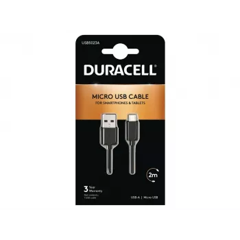 Duracell Sync/Charge kaabel 2 meetrit must, 2 m, USB A, Micro-USB A, 2.0, Must