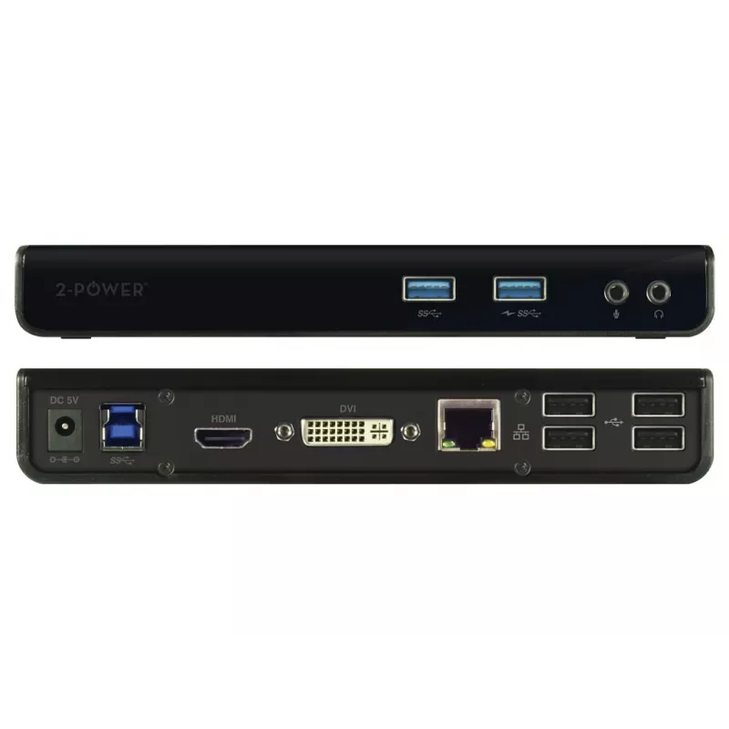 2-Power USB 3.0 kahe ekraaniga dokkimisjaam, dokkimine, 3,5 mm, USB A-tüüp, USB B-tüüp, 10,100,1000 Mbit/s, must, 5 Gbit/s