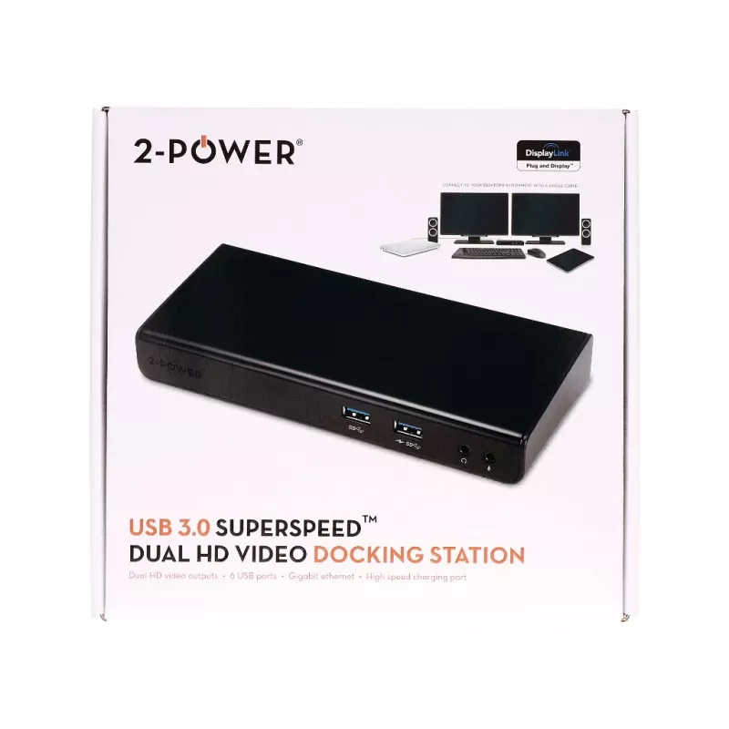2-Power USB 3.0 kahe ekraaniga dokkimisjaam, dokkimine, 3,5 mm, USB A-tüüp, USB B-tüüp, 10,100,1000 Mbit/s, must, 5 Gbit/s