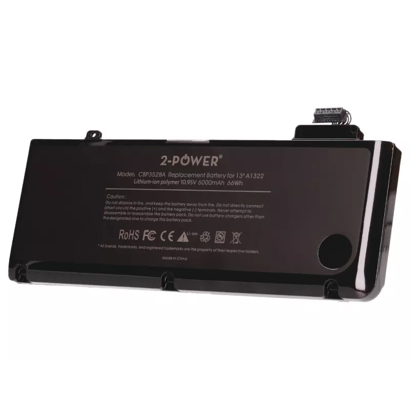 2-Power 10,95 V 6000 mAh Li-polümeer sülearvuti aku, Aku, Apple MacBook Pro 13-tolline A1278, Mid 2009 (EMC2326)