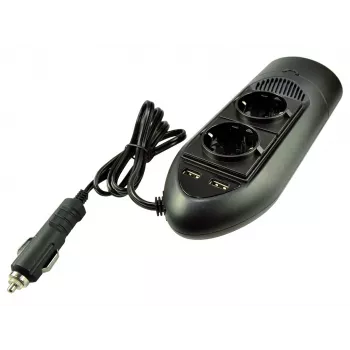 Duracell 175 W Twin EU Socket inverter, universaalne, siseruumidesse, 12 V, 175 W, 12 V, DC1-DC2