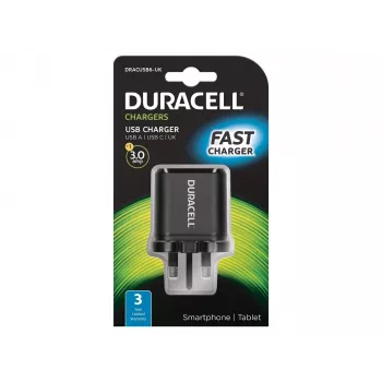 Duracell USB-C & Type-A võrgulaadija, siseruumidesse, vahelduvvool, must