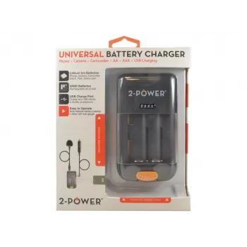 2-Power Universal Camera Battery Charger-Retail, Lithium-Ion (Li-Ion), AA, AAA, No