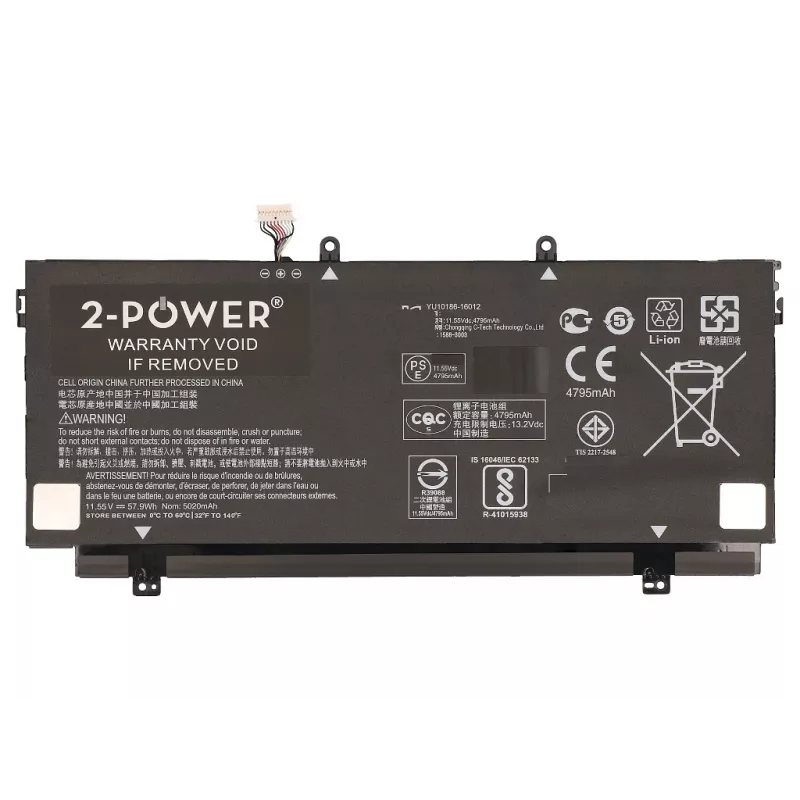 2-Power 11,55 V 5020 mAh liitiumpolümeer sülearvuti aku, aku, HP Spectre x360 13-ac000