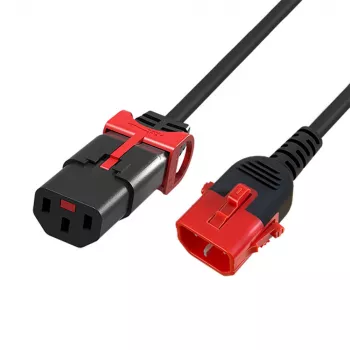 ACT toitejuhe C13 IEC Lock+ - C14 IEC Lock kahekordse lukustusega, must, 1,5 m, PC3602